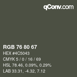 颜色代码: RGB 76 80 67 | qconv.com