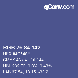カラーコード: RGB 76 84 142 | qconv.com