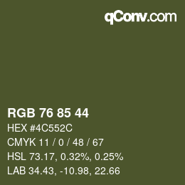 Color code: RGB 76 85 44 | qconv.com