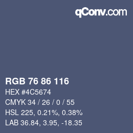 Código de color: RGB 76 86 116 | qconv.com