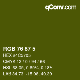 Color code: RGB 76 87 5 | qconv.com