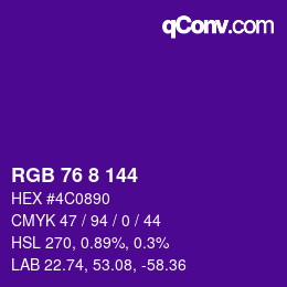 カラーコード: RGB 76 8 144 | qconv.com