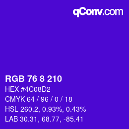 カラーコード: RGB 76 8 210 | qconv.com