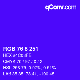 Color code: RGB 76 8 251 | qconv.com