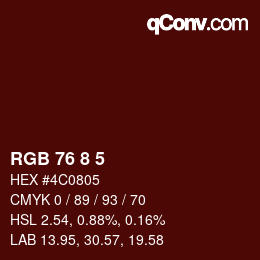 颜色代码: RGB 76 8 5 | qconv.com