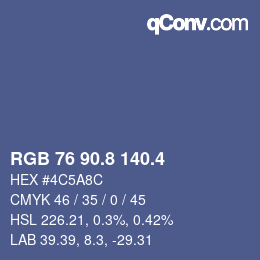 カラーコード: RGB 76 90.8 140.4 | qconv.com