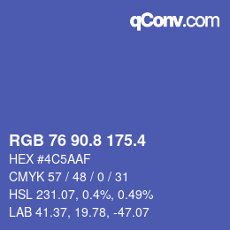 カラーコード: RGB 76 90.8 175.4 | qconv.com