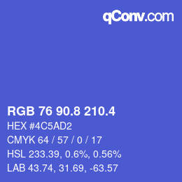 カラーコード: RGB 76 90.8 210.4 | qconv.com