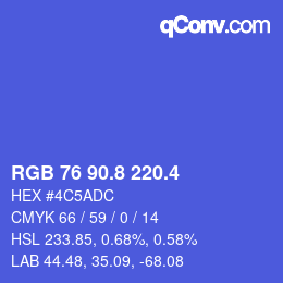 カラーコード: RGB 76 90.8 220.4 | qconv.com