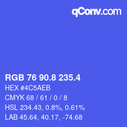 カラーコード: RGB 76 90.8 235.4 | qconv.com