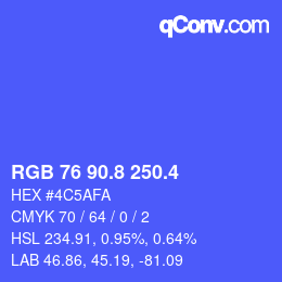 カラーコード: RGB 76 90.8 250.4 | qconv.com
