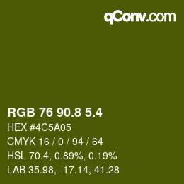カラーコード: RGB 76 90.8 5.4 | qconv.com