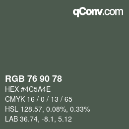 Código de color: RGB 76 90 78 | qconv.com