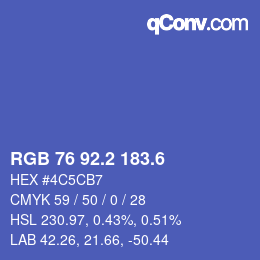 カラーコード: RGB 76 92.2 183.6 | qconv.com