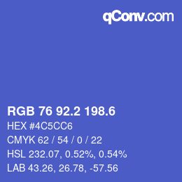 カラーコード: RGB 76 92.2 198.6 | qconv.com
