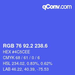 カラーコード: RGB 76 92.2 238.6 | qconv.com