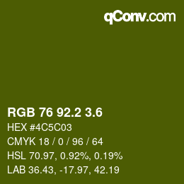 カラーコード: RGB 76 92.2 3.6 | qconv.com