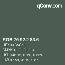 カラーコード: RGB 76 92.2 83.6 | qconv.com