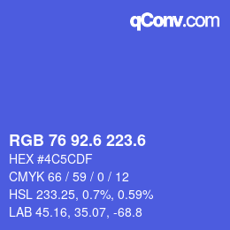 カラーコード: RGB 76 92.6 223.6 | qconv.com