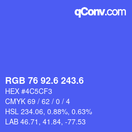 カラーコード: RGB 76 92.6 243.6 | qconv.com