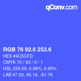 カラーコード: RGB 76 92.6 253.6 | qconv.com