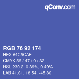 カラーコード: RGB 76 92 174 | qconv.com