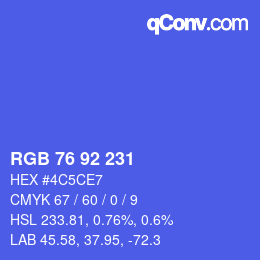 Color code: RGB 76 92 231 | qconv.com