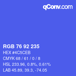 カラーコード: RGB 76 92 235 | qconv.com