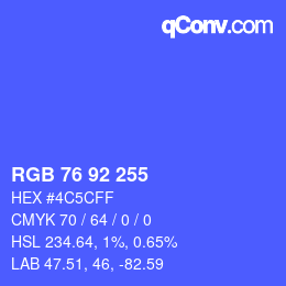カラーコード: RGB 76 92 255 | qconv.com
