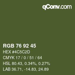 Color code: RGB 76 92 45 | qconv.com