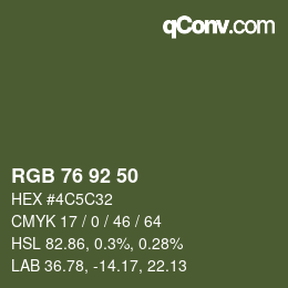 カラーコード: RGB 76 92 50 | qconv.com