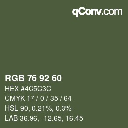 颜色代码: RGB 76 92 60 | qconv.com