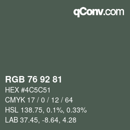 カラーコード: RGB 76 92 81 | qconv.com