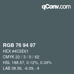 颜色代码: RGB 76 94 97 | qconv.com