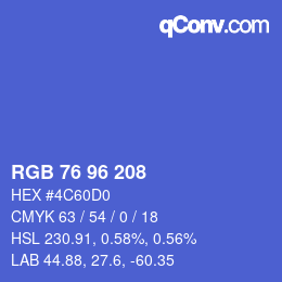 Color code: RGB 76 96 208 | qconv.com