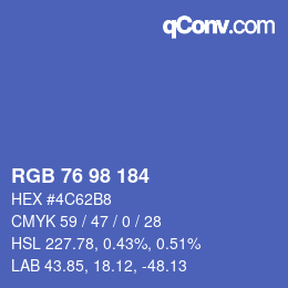 颜色代码: RGB 76 98 184 | qconv.com