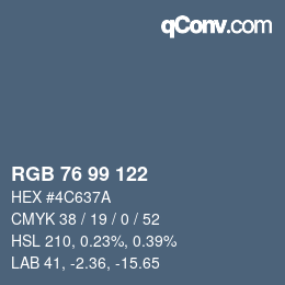 カラーコード: RGB 76 99 122 | qconv.com
