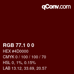 Color code: RGB 77.1 0 0 | qconv.com