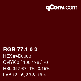 カラーコード: RGB 77.1 0 3 | qconv.com