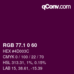 カラーコード: RGB 77.1 0 60 | qconv.com