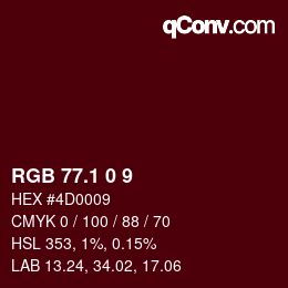 カラーコード: RGB 77.1 0 9 | qconv.com