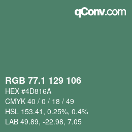 Color code: RGB 77.1 129 106 | qconv.com