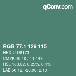 Color code: RGB 77.1 129 115 | qconv.com