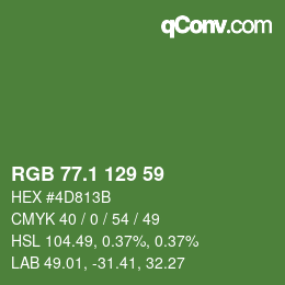 カラーコード: RGB 77.1 129 59 | qconv.com