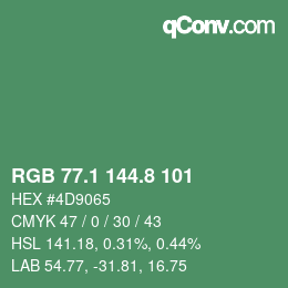 Color code: RGB 77.1 144.8 101 | qconv.com