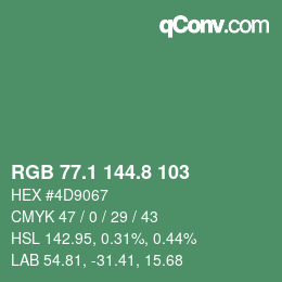 カラーコード: RGB 77.1 144.8 103 | qconv.com
