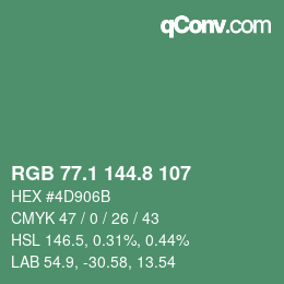 カラーコード: RGB 77.1 144.8 107 | qconv.com