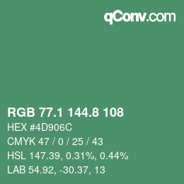 カラーコード: RGB 77.1 144.8 108 | qconv.com