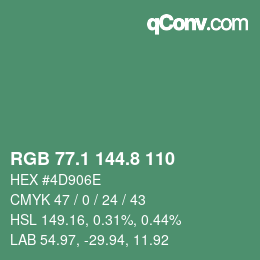Color code: RGB 77.1 144.8 110 | qconv.com