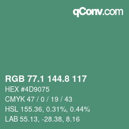 カラーコード: RGB 77.1 144.8 117 | qconv.com